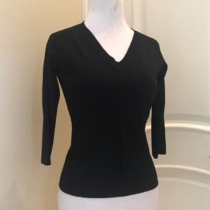 Castro Trend V neck black knit top with/tie waist